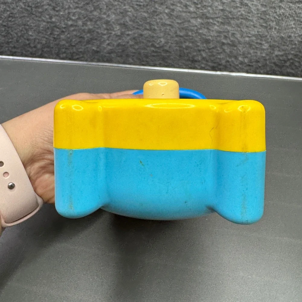Tomy Preschool Clock 1985 Vintage‎ Yellow Blue Plastic Toy Toddler Twist & Click